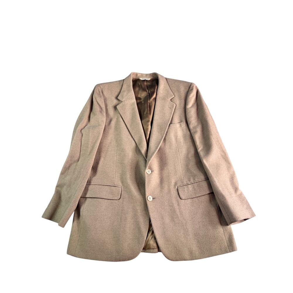 Club Room 100% Pure Cashmere Blazer Sport Coat Beige Tan 2 Button 48R? 24" P2P